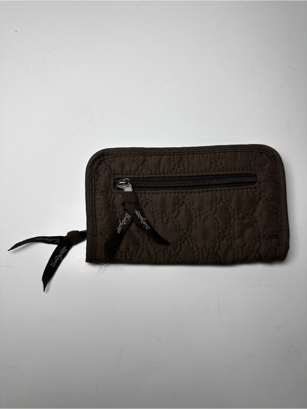 Thirty-One Quilted Brown Zip Wallet